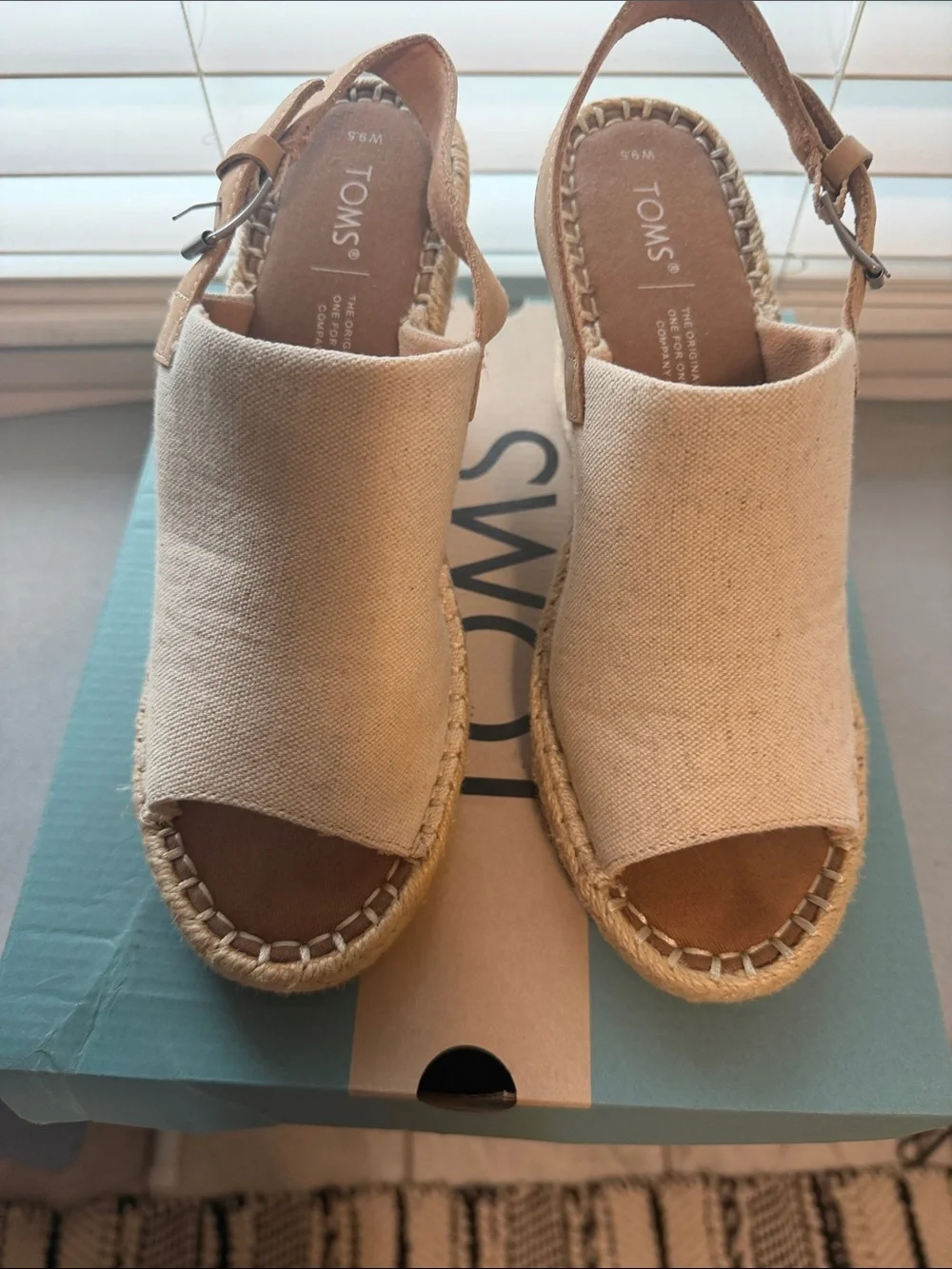TOMS Natural Canvas Espadrille Slingback Sandals